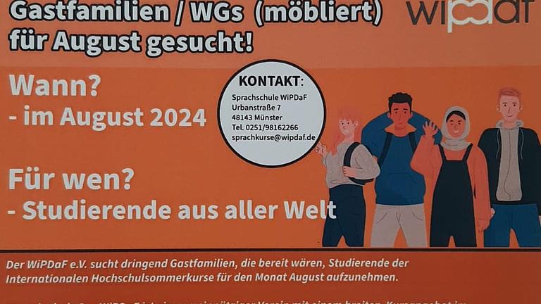 Vorschaubild Dringend Gastfamilien / Was (möbliert) für August gesucht! (Münster)